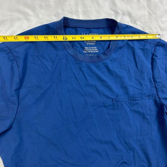 Jaanuu Men's Basic 2-Pocket Crew Neck Scrubs Top Navy Blue Size‎ L J86012 - Picture 4 of 6